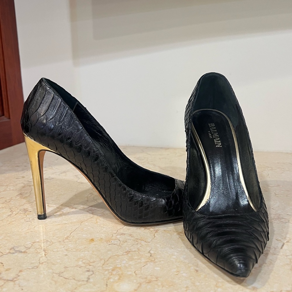Balmain Metallic Gold Python Pump. Was Only Relea… - image 4